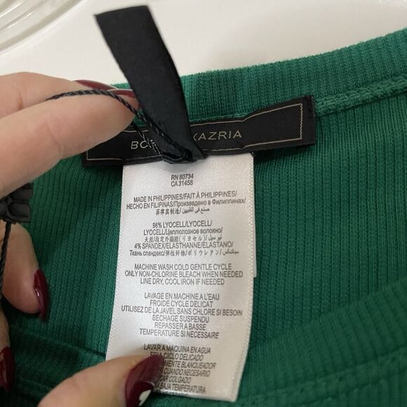 NEW! BCBGMAXAZRIA Adelaine ultra green long sleeve ribbed bodycon maxi dress XXS - Picture 4 of 7